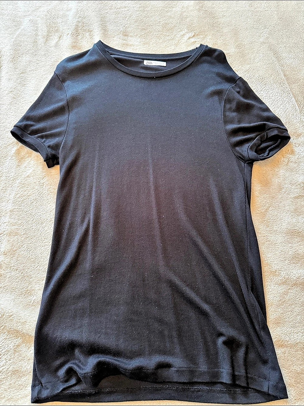 Zara Basic Short Sleeve Crewneck T-Shirt Black Short Sleeve Tee